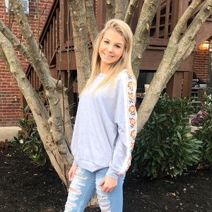 Brand New Embroidery trimmed Long sleeve top